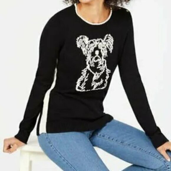 Charter Club Dog Ribbed Trim Crewneck Kit  Sweater / Size L - Picture 1 of 9
